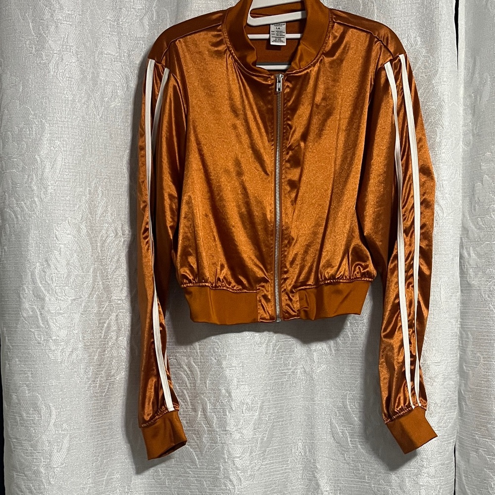 Weissman Women's Shiny Orange Bomber Jacket